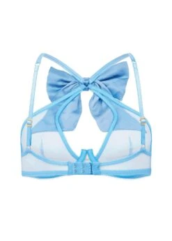 AGENT PROVOCATEUR Oriana High Neck Underwired Bra (Baby Blue) -BLUEBELLA Sales Store agent procateur oriana high neck underwired halterneck bra baby blue bow luxury lingerie D