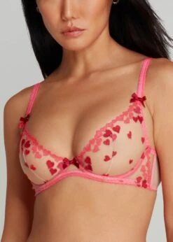AGENT PROVOCATEUR Cupid Bra (Red / Pink) 9 AGENT PROVOCATEUR Cupid Bra (Red / Pink) -BLUEBELLA Sales Store agent provocateur cupid 1 underwired non padded plunge bra pink sexy luxury lingerie B