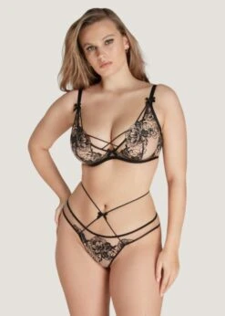 AGENT PROVOCATEUR Kalia Brief (Black / Sand) -BLUEBELLA Sales Store agent provocateur kalia full brief black lace mesh underwear luxury lingerie D
