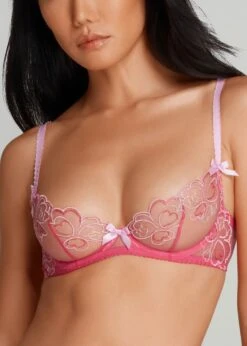 AGENT PROVOCATEUR Maysie Bra (Fuchsia / Baby Pink) -BLUEBELLA Sales Store agent provocateur maysie underwired plunge bra non padded valentines lingerie pink luxury lingerie B