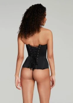 AGENT PROVOCATEUR Mercy Satin Corset (Black) -BLUEBELLA Sales Store agent provocateur mercy satin corset cupped black luxury lingerie C