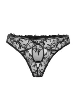 AGENT PROVOCATEUR Ozella Brief (Black) -BLUEBELLA Sales Store agent provocteur ozella brief black embroidery nude mesh ouvert back underwear luxury designer lingerie sexy lingerie G