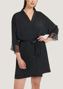 BLUEBELLA Alanna Kimono (Black) 9 BLUEBELLA Alanna Kimono (Black) -BLUEBELLA Sales Store bluebella alanna kimono black robe night gown lace loungewear luxury lingerie D