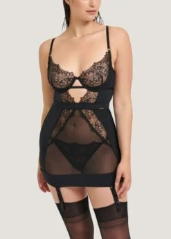 BLUEBELLA Alanna Longline Basque -BLUEBELLA Sales Store bluebella alanna longline basque underwired non padded black lace soft mesh sexy bodywear lingerie D