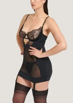 BLUEBELLA Alanna Longline Basque -BLUEBELLA Sales Store bluebella alanna longline basque underwired non padded black lace soft mesh sexy bodywear lingerie E