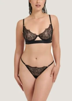 BLUEBELLA Alanna Thong -BLUEBELLA Sales Store bluebella alanna thong black lace soft mesh sexy underwear bottoms lingerie F