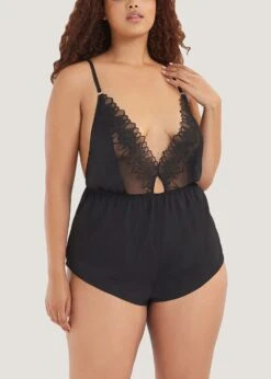 BLUEBELLA Alina Teddy -BLUEBELLA Sales Store bluebella alina teddy black mesh embroidery sleepwear luxury lingerie D