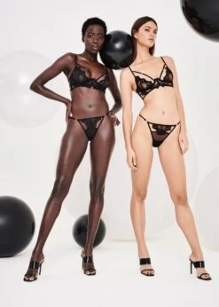 BLUEBELLA Caramella Thong (Black) -BLUEBELLA Sales Store bluebella caramella thong black mesh embroidery no vpl bottoms sexy lingerie F