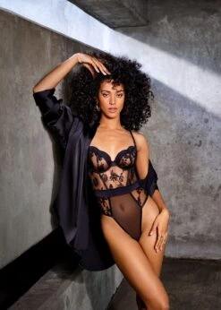 BLUEBELLA Cassandra Wired Body (Black) -BLUEBELLA Sales Store bluebella cassandra wired body black lace bodysuit sexy lingerie E