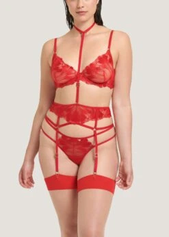 BLUEBELLA Colette Suspender Harness (Red) -BLUEBELLA Sales Store bluebella colette suspender harness tomato red embroidery lace detachable harness sexy lingerie E