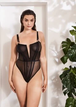 BLUEBELLA Elizabeth Soft Body (Black) -BLUEBELLA Sales Store bluebella elizabeth soft body black mesh double strap bodysuit sexy lingerie E