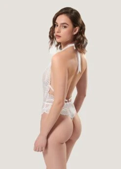 BLUEBELLA Elodie Soft Body (White) -BLUEBELLA Sales Store bluebella elodie soft body white lace bodysuit plunging neckline sexy lingerie D