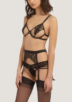 BLUEBELLA Emerson (Black) Suspender Belt -BLUEBELLA Sales Store bluebella emerson lace suspender belt black bottoms sexy lingerie D