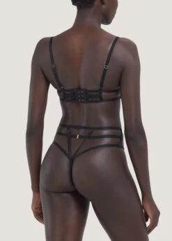 BLUEBELLA Lennon High-Waist Thong (Black) -BLUEBELLA Sales Store bluebella lennon embroidery mesh high waist thong black bottoms sexy lingerie E