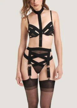 BLUEBELLA Mandra Bra (Black) -BLUEBELLA Sales Store bluebella mandra bra black bondage cupless bra underwired sexy lingerie F