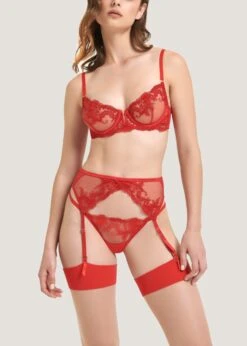 BLUEBELLA Marseille Bra (Red) -BLUEBELLA Sales Store bluebella marseille bra tomato red underwired non padded lace embroidery sexy lingerie F