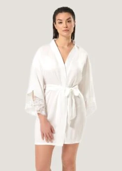 BLUEBELLA Marseille Luxury Satin Kimono (White) 11 BLUEBELLA Marseille Luxury Satin Kimono (White) -BLUEBELLA Sales Store bluebella marseille luxury satin kimono robe white sexy lingerie D