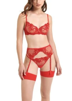 BLUEBELLA Marseille Thong (Red) -BLUEBELLA Sales Store bluebella marseille thong tomato red g string lace embroidery sexy underwear lingerie F