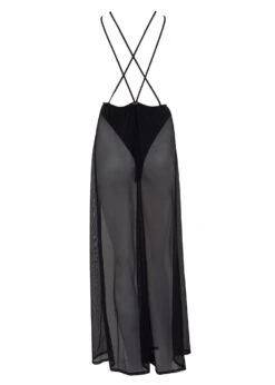 BLUEBELLA Paloma Long Chemise (Black) -BLUEBELLA Sales Store bluebella paloma long chemise black silk satin sexy luxury loungewear G