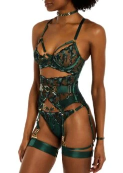 Aurea Cupless Basque (Eden) 12 Aurea Cupless Basque (Eden) -BLUEBELLA Sales Store bordelle aurea lace ouvert cupless basque eden green bodywear sexy lingerie F