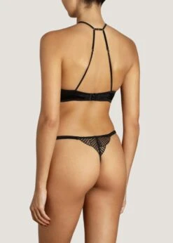Athena Open Thong (Black) -BLUEBELLA Sales Store coco de mer athena open thong black lace silk crotchless underwear sexy lingerie C