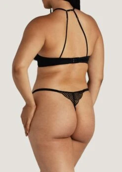 Athena Open Thong (Black) -BLUEBELLA Sales Store coco de mer athena open thong black lace silk crotchless underwear sexy lingerie E