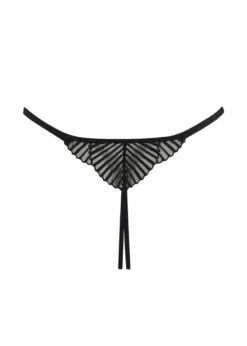 Athena Open Thong (Black) -BLUEBELLA Sales Store coco de mer athena open thong black lace silk crotchless underwear sexy lingerie G