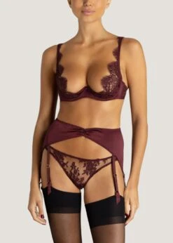 Camellia Suspender Knicker (Sienna) 12 Camellia Suspender Knicker (Sienna) -BLUEBELLA Sales Store coco de mer camellia suspender knicker high waist 2 in 1 panty underwear red lace sienna avec amour luxury lingerie E