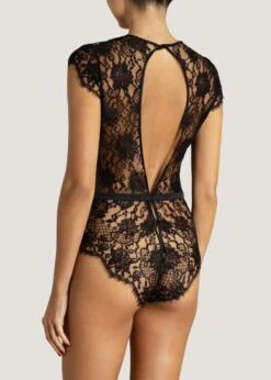 Hera Bodysuit (Black) 9 Hera Bodysuit (Black) -BLUEBELLA Sales Store coco de mer hera bodysuit black lace silk plunge neck luxury lingerie C