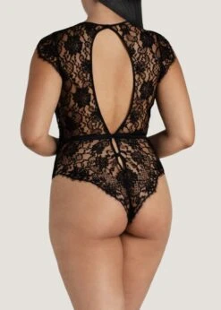 Hera Bodysuit (Black) 11 Hera Bodysuit (Black) -BLUEBELLA Sales Store coco de mer hera bodysuit black lace silk plunge neck luxury lingerie E
