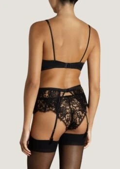 Hera Suspender Belt (Black) -BLUEBELLA Sales Store coco de mer hera suspender belt black lace silk luxury lingerie C