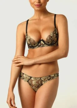 Aria Plunge Bra -BLUEBELLA Sales Store coco de mer london aria plunge bra underwire black gold embroidery luxury lingerie D