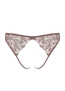 Paeonia Open Knicker (Taupe) -BLUEBELLA Sales Store coco de mer paeonia open knicker pink lace ouvert panty taupe sexy underwear lingerie G