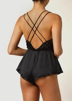 Sylph Teddy (Black) -BLUEBELLA Sales Store coco de mer sylph teddy black loungewear sleepwear sexy lingerie C