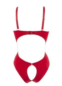 Maison Close Tapage Nocturne Open Cup Bodysuit (Red) -BLUEBELLA Sales Store maison close tapage nocturne open cup bodysuit cupless bodywear red ouvert back sexy lingerie F