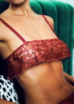 Lola Bandeau Bra (Red Leopard) -BLUEBELLA Sales Store muse by coco de mer lola bandeau bra soft bralette red leopard lace sexy luxury lingerie F