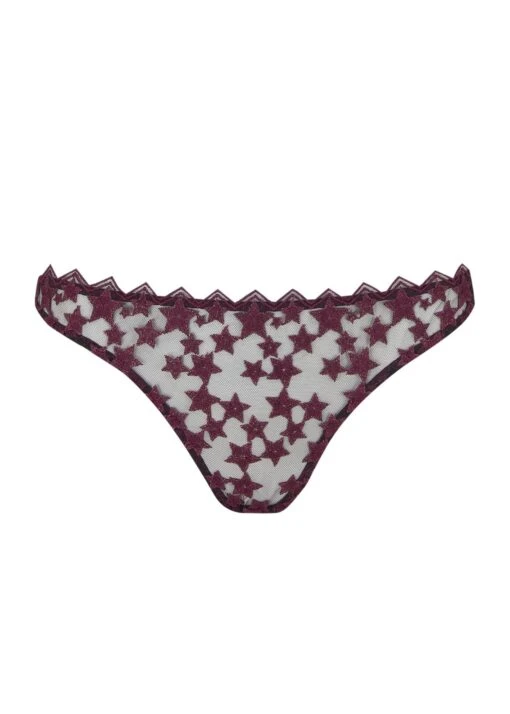 Stella Ouvert Brazilian Knicker (Plum) -BLUEBELLA Sales Store muse by coco de mer stella ouvert brazilian knicker plum lace luxury lingerie A