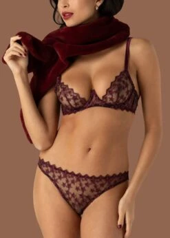 Stella Plunge Bra (Plum) -BLUEBELLA Sales Store muse by coco de mer stella plunge bra plum lace underwired luxury lingerie F