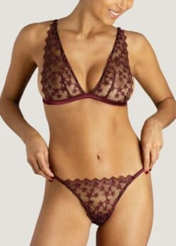 Stella Thong (Plum) 9 Stella Thong (Plum) -BLUEBELLA Sales Store muse by coco de mer stella thong plum lace luxury lingerie D