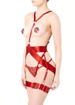 Asobi (Burnt Red) Harness -BLUEBELLA Sales Store sigh04br bordelle asobi body harness suspender red sexy lingerie d