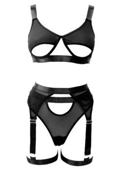 Anda Open Bra, Thong & Garter Belt Set