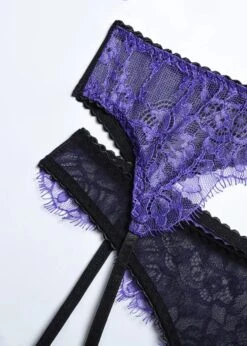 Gemma Bra, Thong And Suspender Set (Purple) 11 Gemma Bra, Thong And Suspender Set (Purple) -BLUEBELLA Sales Store unleashed gemma purple black underwired lace bra thong suspender lingerie set F