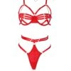 Klara Open Bra, Choker, Thong And Garter (Red)