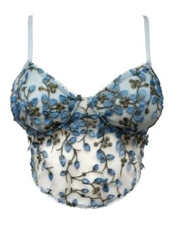 Linna Longline Bra -BLUEBELLA Sales Store unleashed linna blue longline bra lace embroidery underwired singlet bra sexy lingerie C