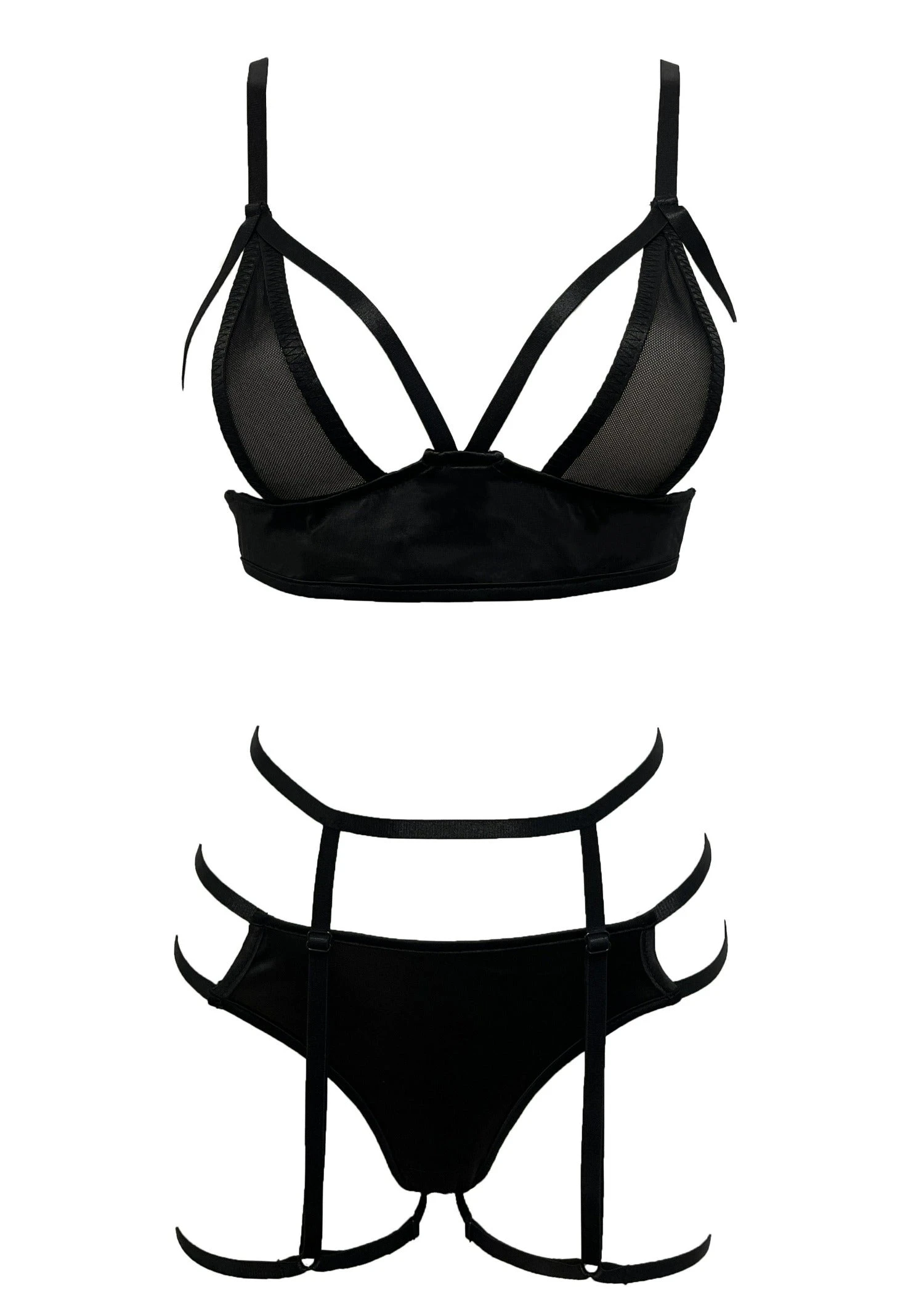 Michaela Cut-Out Bra, Thong And Garter 1 Michaela Cut-Out Bra, Thong And Garter