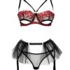 Rebecca Open Bra, Thong And Suspender (Black)