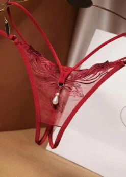 Stella Crotchless Pearl Thong -BLUEBELLA Sales Store unleashed stella crotchless thong with pearl burgundy sexy lingerie C