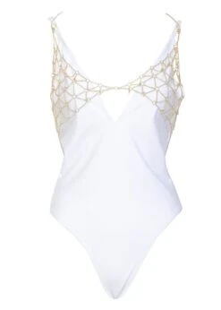 Goldie White Swimsuit With Removable Chain