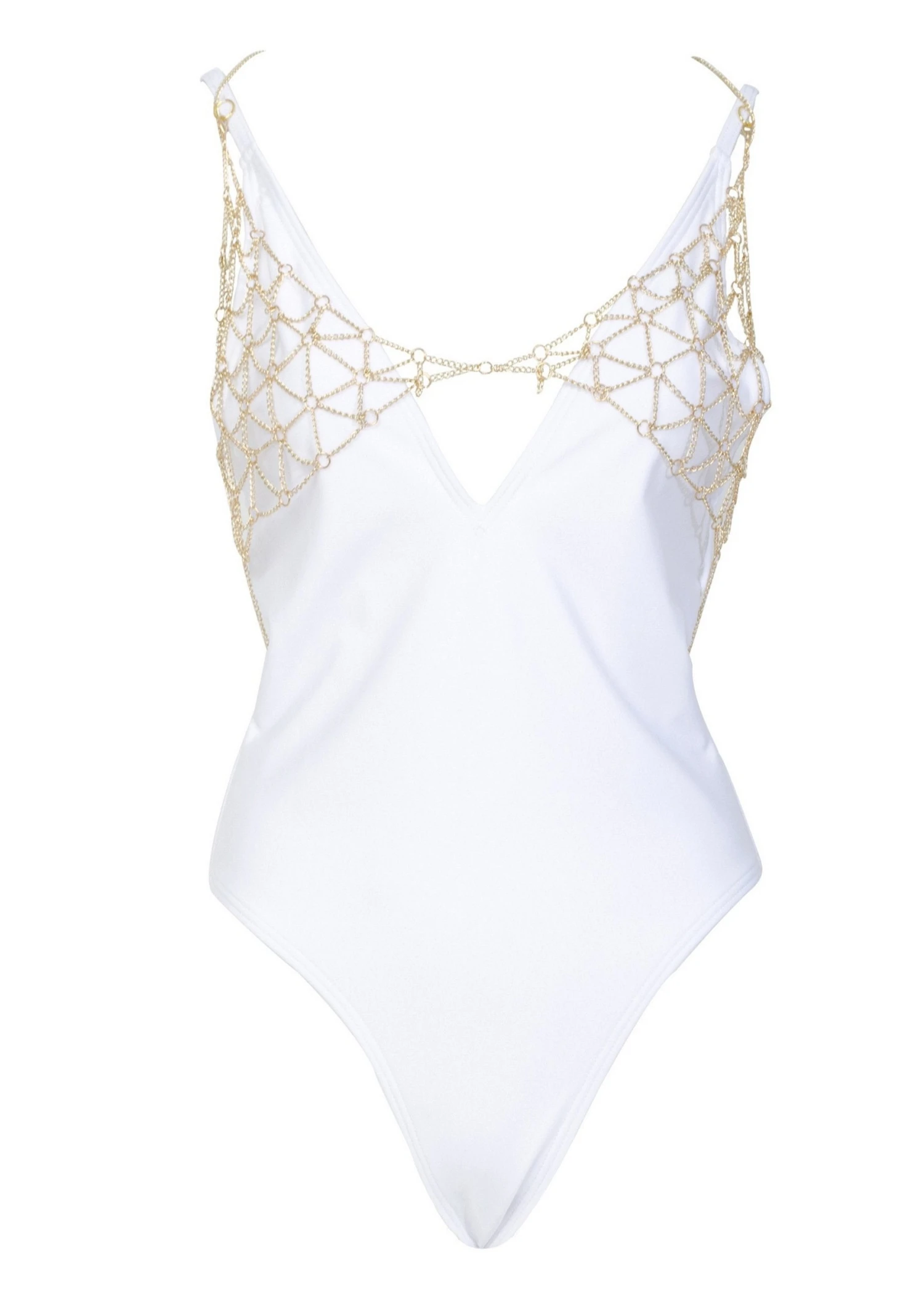 Goldie White Swimsuit With Removable Chain 1 Goldie White Swimsuit With Removable Chain
